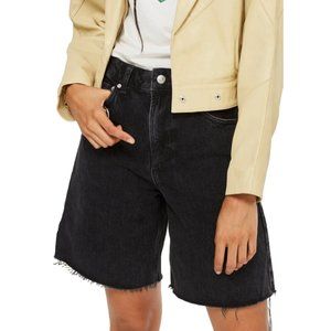 MOTO Longline Straight Nonstretch Jean Shorts - Washed Black